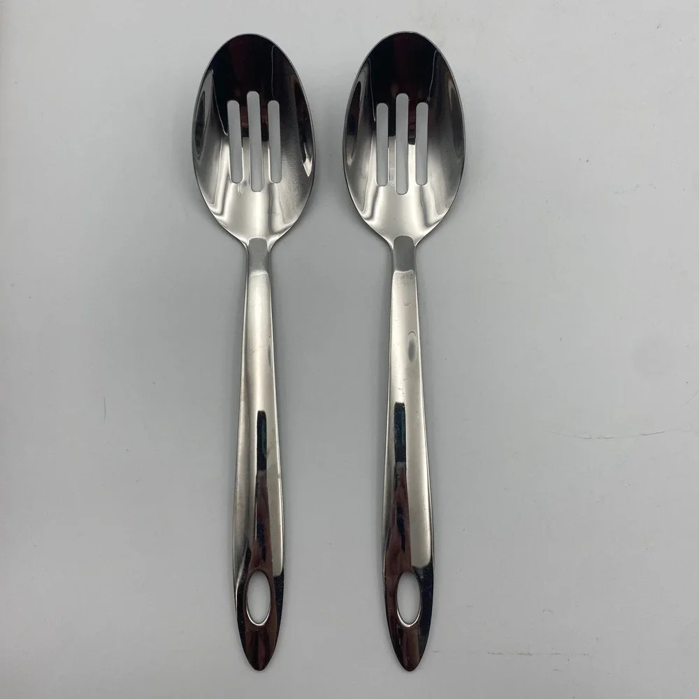 Oneida Stainless Steel Slotted Serving Spoons Set of 2 Silver Mirror Finish 10